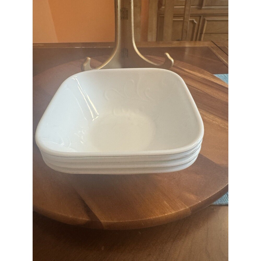 Set of 4 Corelle Corning Cherish 6 1/4" Square Soup Cereal Bowls